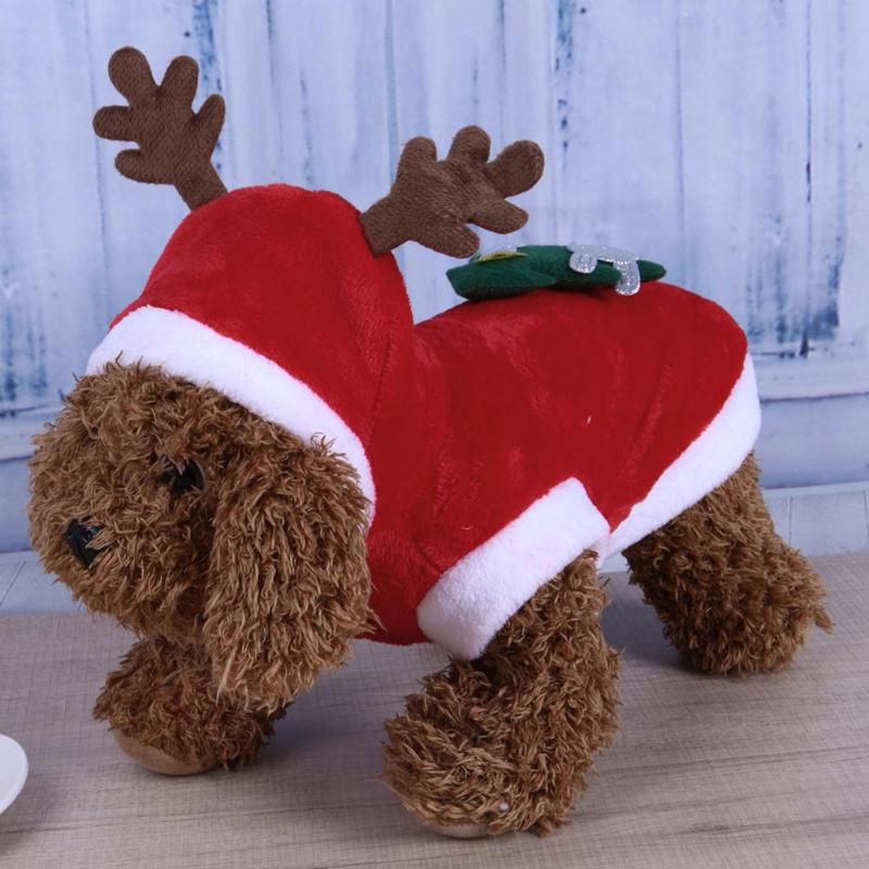 Kerst hondenkleding rode jas patroon hond huisdier fleece hondenkleding hondenjas kerst schattige huisdier puppy eland capuchon warme jas