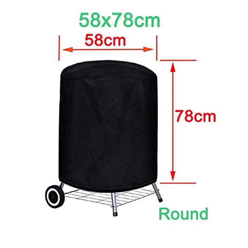 Bbq grill trekk utendørs støv vanntett weber kraftig grill trekk regn beskyttende utendørs grill støvtette trekk runde: 58 x 77cm