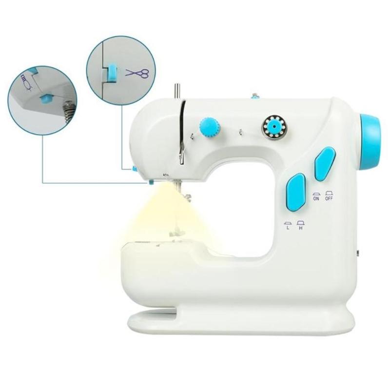 110-220V Sewing Machine Portable Clothes Fabric Electric Sewing Machine Automatic Winding Low Noise Quick Stitch Sew Needlework
