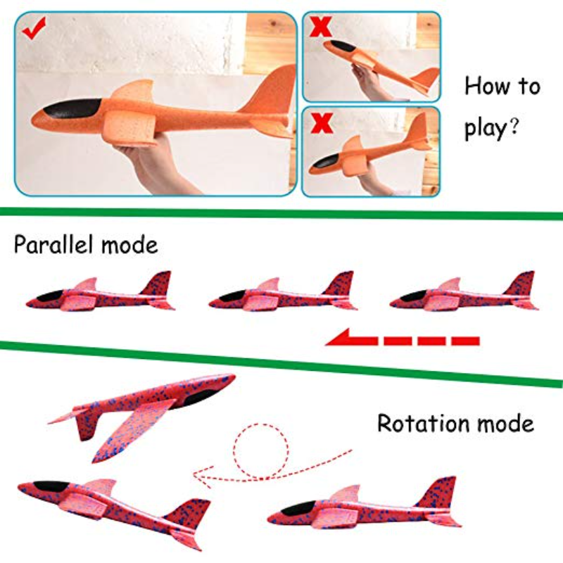 Giocattolo di aeroplani da lancio a mano NewFoam, 36cm 48cm modalità di volo aliante modello di aerei di inerzia, aerei per bambini Sport all&#39;aria aperta