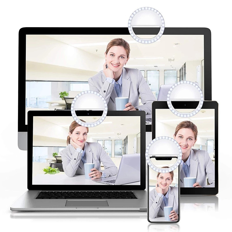 Usb Oplaadbare Led Selfie Ring Licht Mobiele Telefoon Lens Led Ring Licht Draagbare Mobiele Telefoon Lichtgevende Ring Clip Video Live Lamp