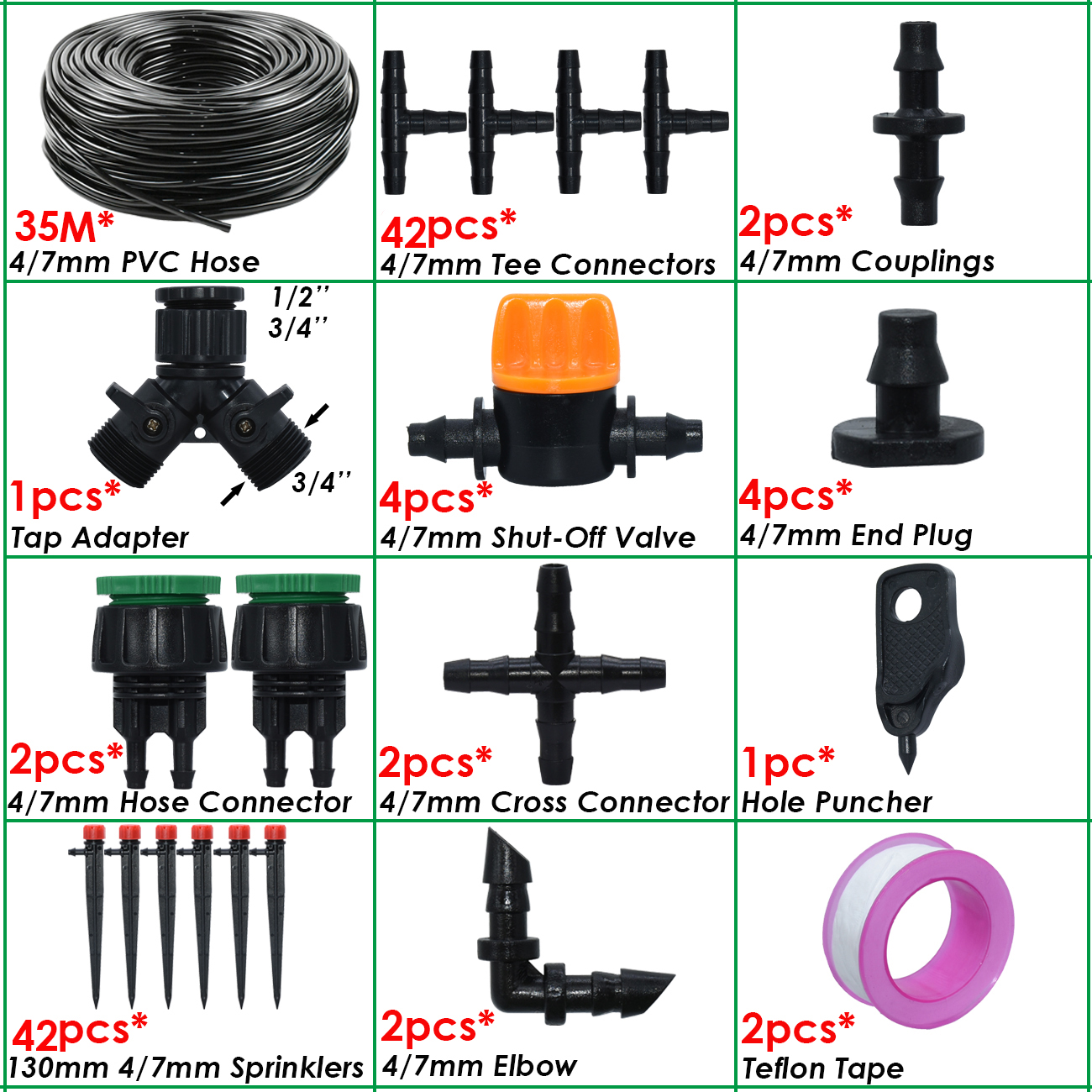 Drip Irrigation System 1/4" Hose 360 Degree Adjustable Sprinkler Kit 4-Way Garden Watering Inserting Ground Micro Flow Dripper: Navy Blue