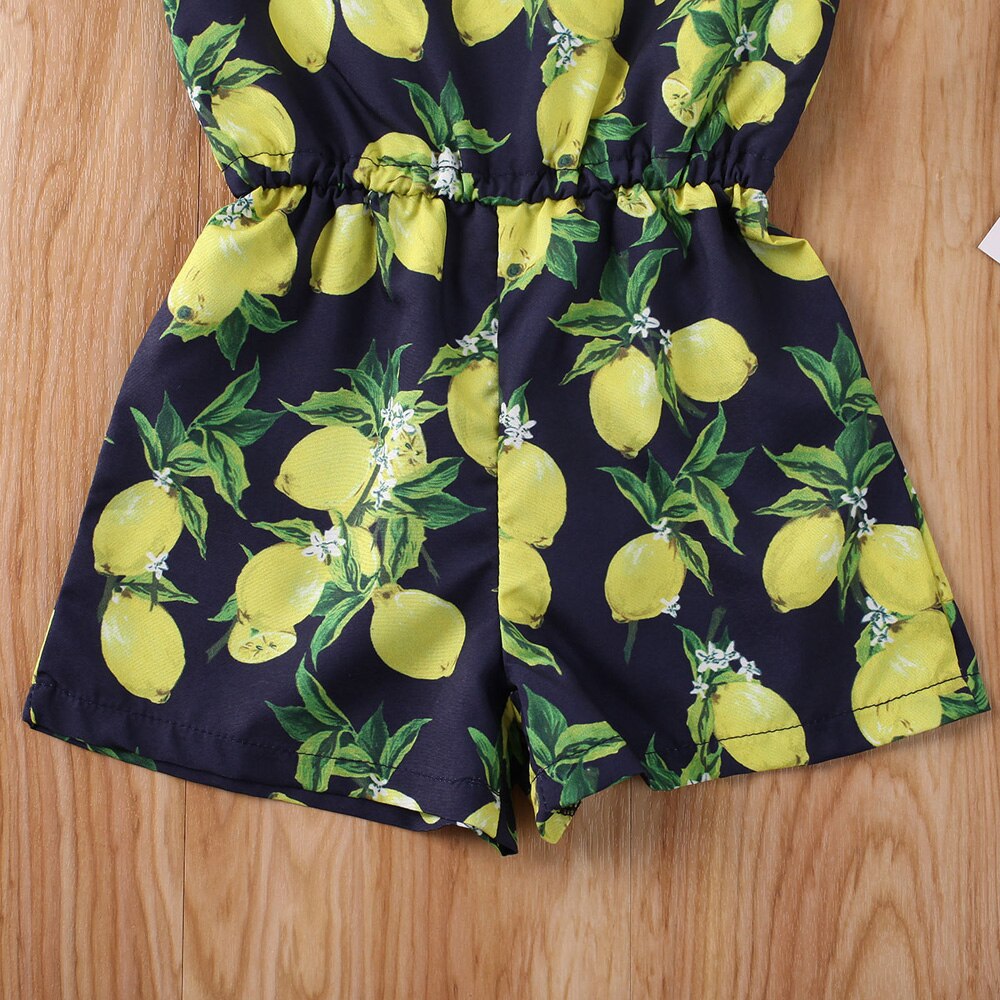 Nyfødt baby pige rompers pandebånd frugt citron vandmelon sommertøj ærmeløs jumpsuit playsuit outfits kostume