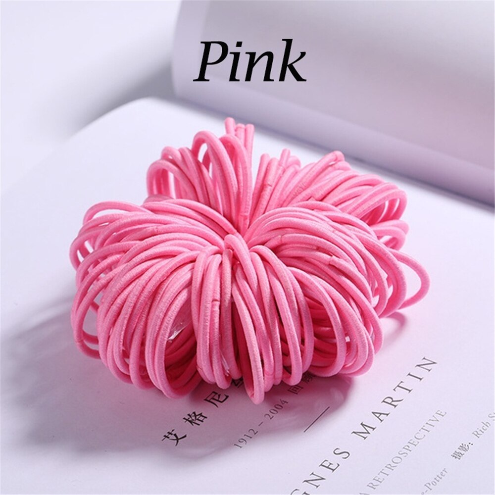 100 stks/partij Meisjes Snoep Kleuren Nylon 3CM Elastiekjes Kinderen Veilig Elastische Haarbanden Paardenstaart Houder Kids Haar Accessoires