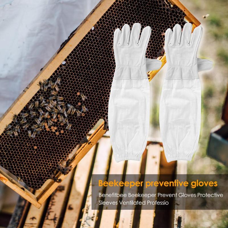 Guantes de apicultor de algodón y cuero, mangas protectoras de abejas para apicultura, herramientas para colmena 1 par