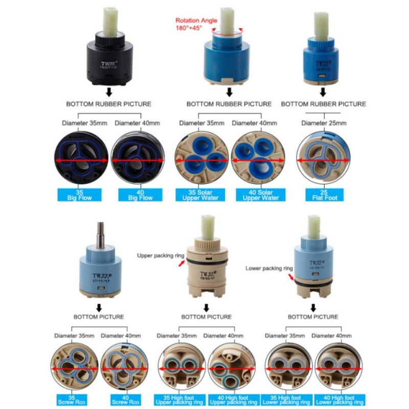 Tap Mixer High Spool Valve 25 MM/35 MM/40 MM Taps Accessories Ceramic Cartridge Faucet Cartridge Mixer Kitchen Bath Basin Shower