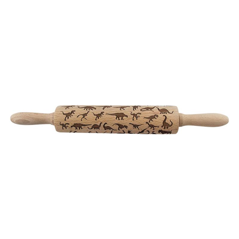 Dinosaur Pattern Embossed Rolling Pin Christmas Baking Cookies Biscuit Fondant Cake Dough Engraved Roller Reindeer: Default Title