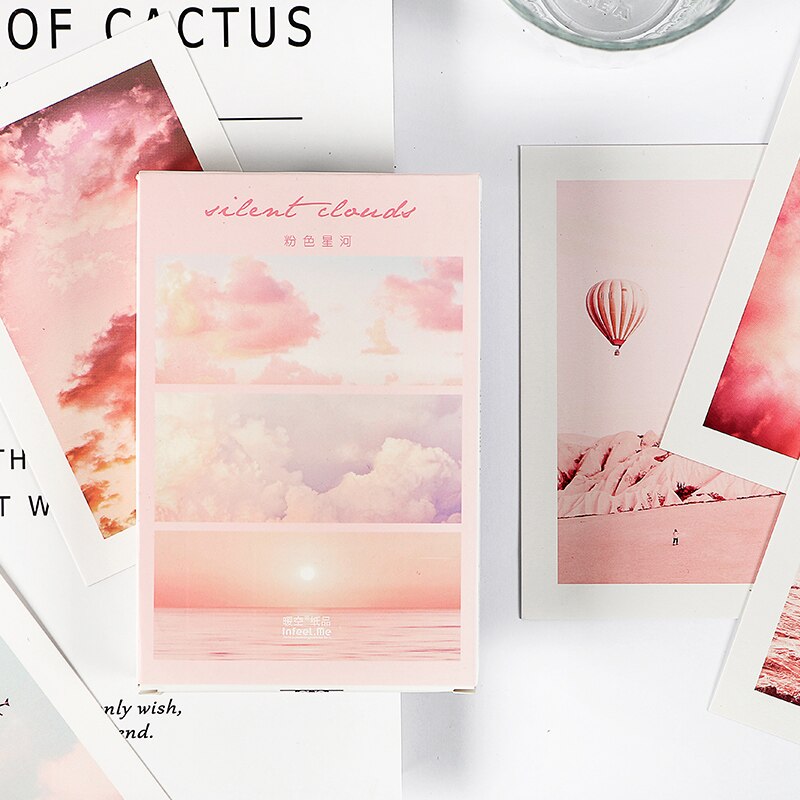 30 Stks/set Roze Wolken Galaxy Postcard Creatieve Fotografie Wenskaarten Diy Journal Decoratie Jaar Cadeau