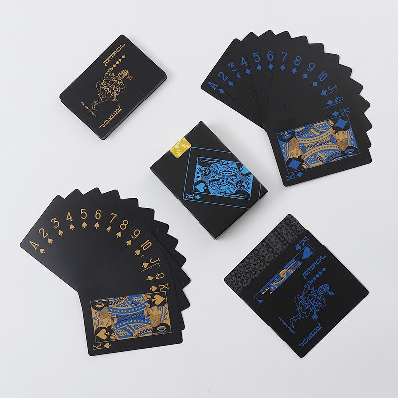Vandtæt pvc plastik spillekort poker klassiske magiske tricks værktøj ren sort magi boks-pakket gyh: Blå guld 6.3 x 8.9
