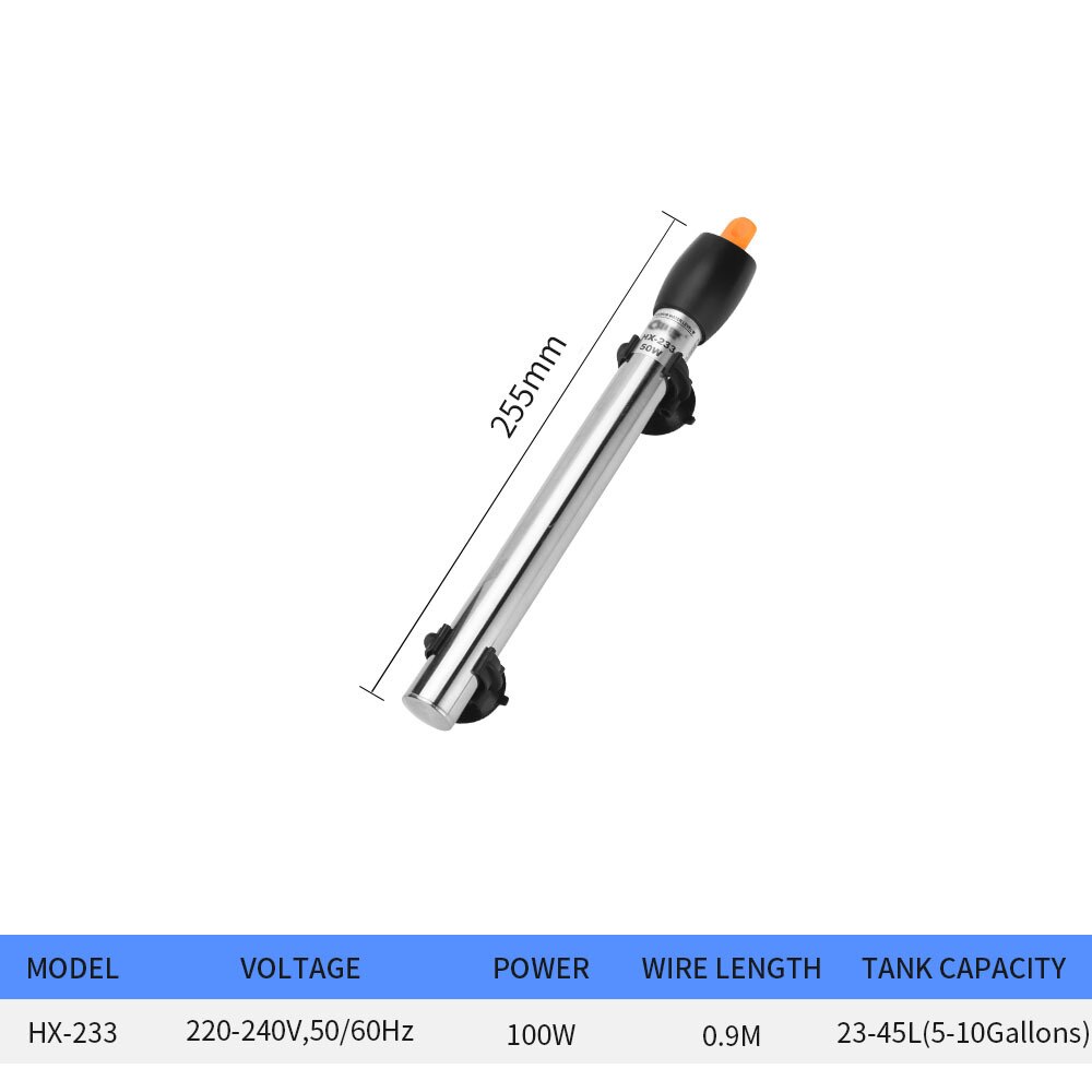 220-240V Aquarium Adjustable Heater Stainless Steel Submersible Thermostat Heating Rod For Fish Tank 50W/100W/200W/300W/500W