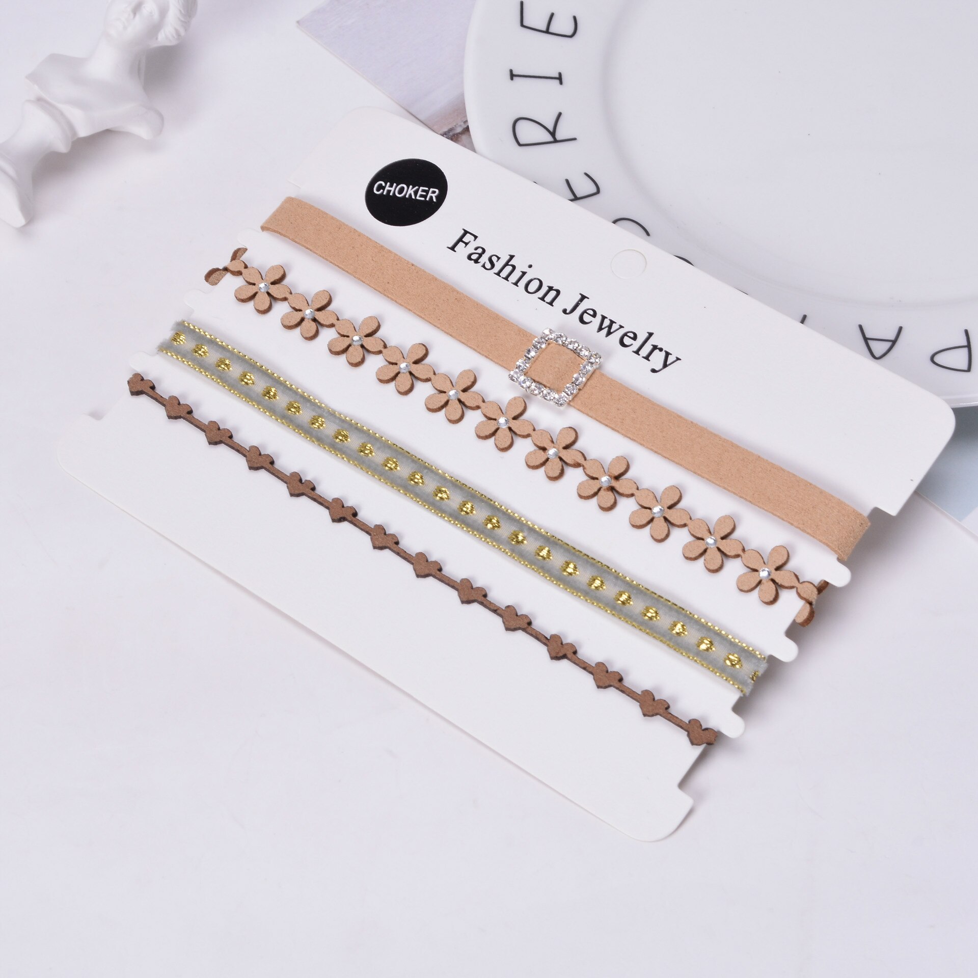 4 st/set populära multicolor sammet choker spets halsband rep kedja lager chocker vintage charm smycken för kvinnor