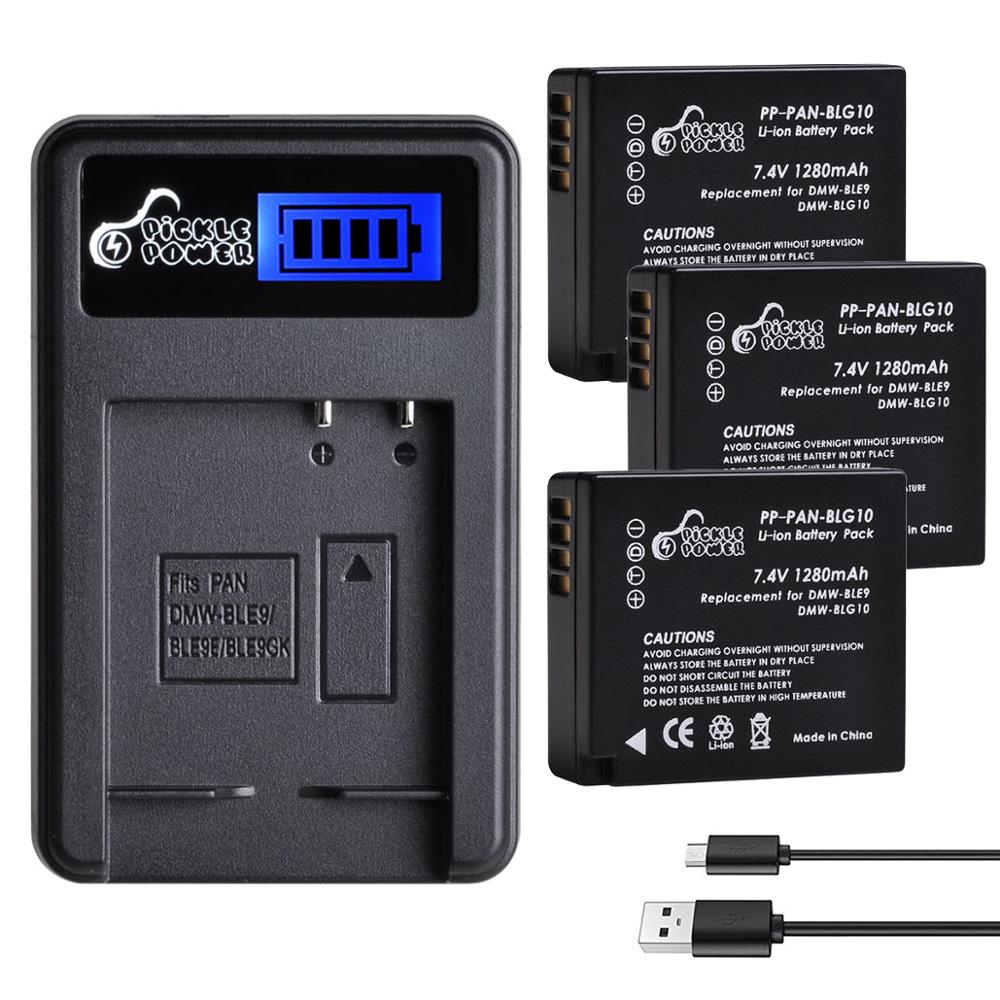 4 kpl 1280 mah dmw-blg 10 blg 10 blg 10e dmw-ble 9 akku ja led-kaksois-usb-laturi panasonic lumix  gf5 gf6 gx7 gx9 lx100 gx80 gx85: lle: Laturi ja 3 akkua
