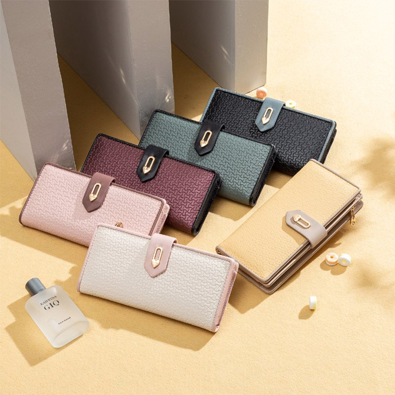 Hjerteelement damer lange lommebøker med glidelåslomme og kortholder kvinnelige vesker lommebok med høy kapasitet til kvinner