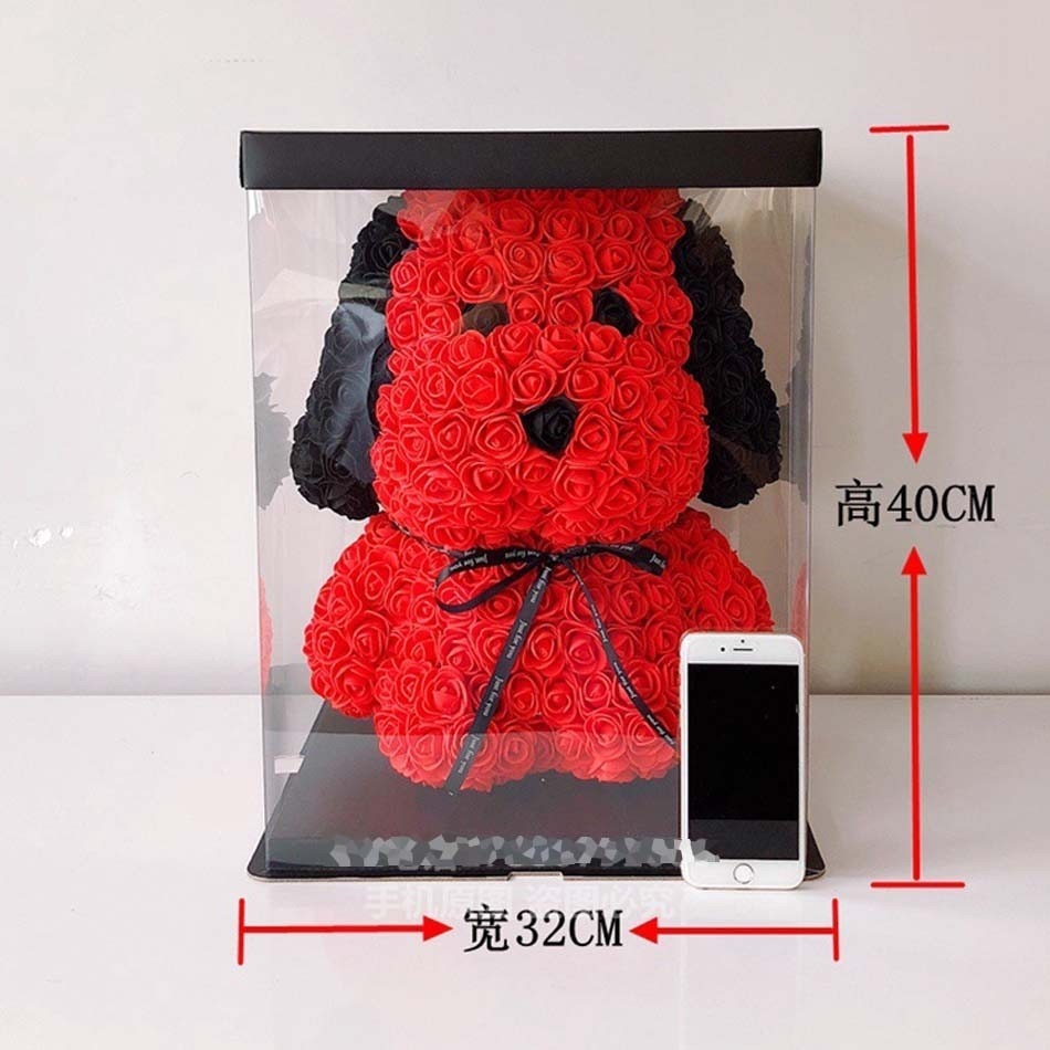 38cm rose huba hund bamse rose blomst kunstig dekorasjon jul til kvinner valentines