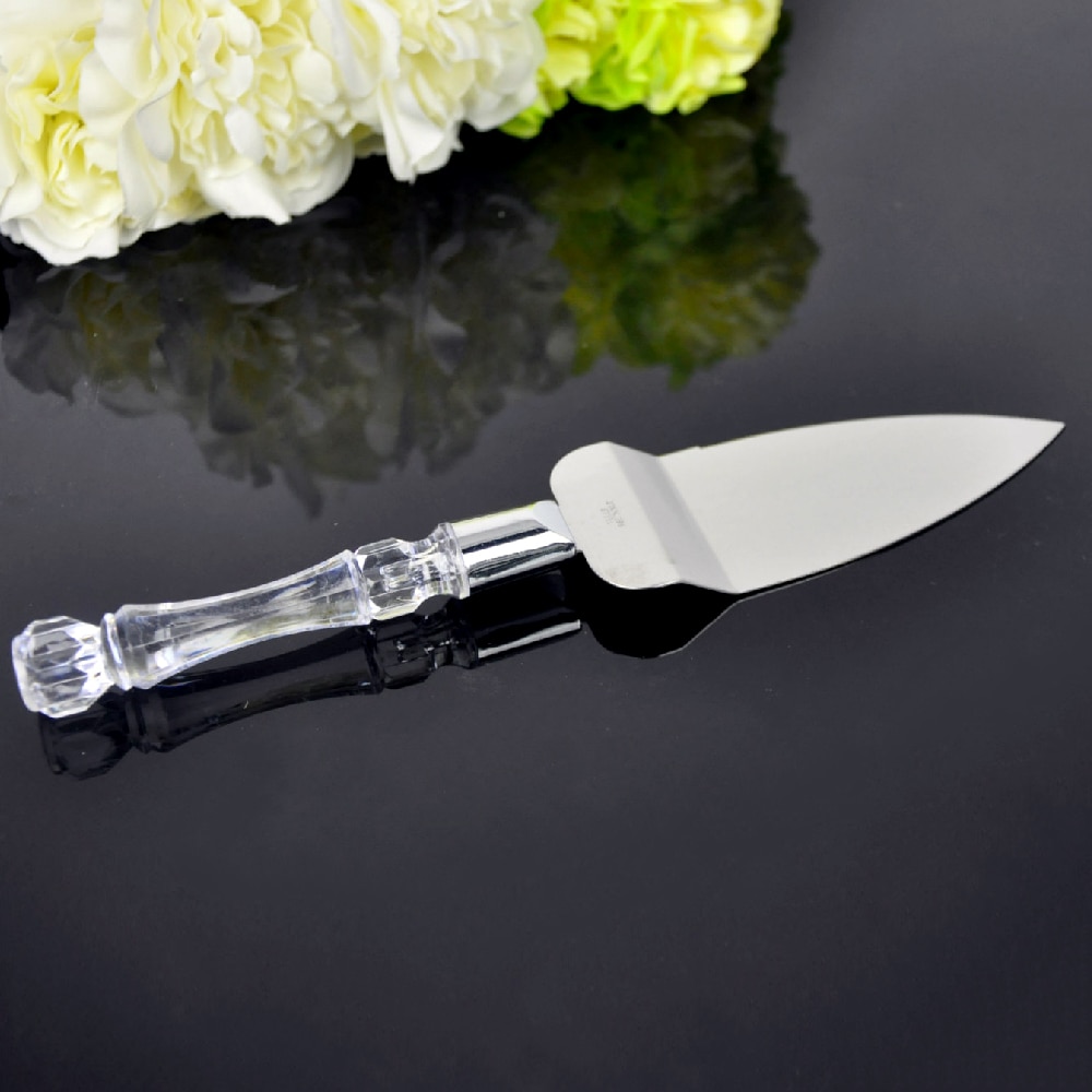 Behogar 2Pc Roestvrijstalen Messen Acryl Handvat Bruidstaart Mes Cutter Server voor Bruiloft Verjaardag Anniversary met Doos