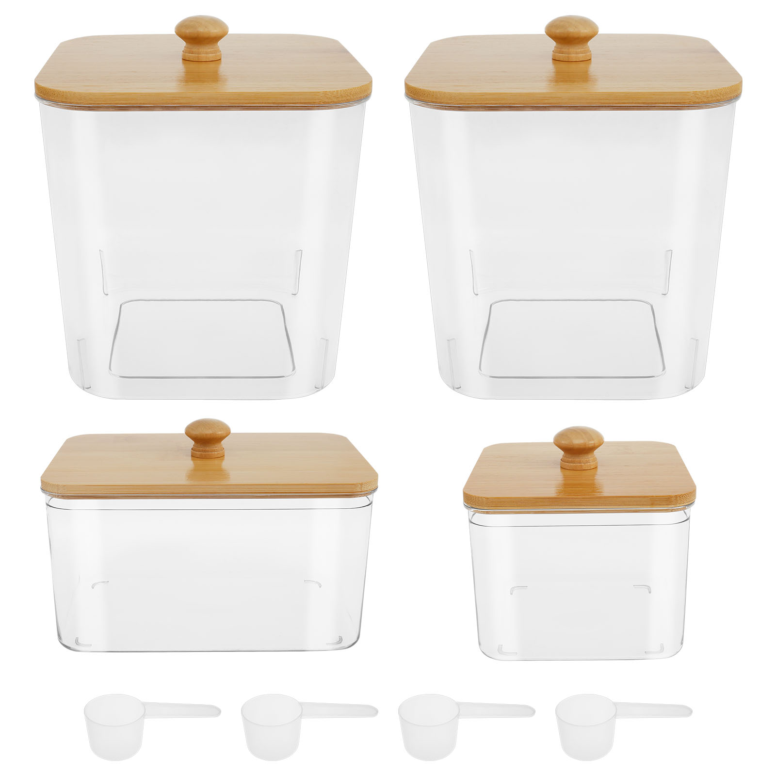 4 stuks waspads container opbergdoos met deksel en lepel herbruikbare doorzichtige droger vel houder voor wasruimte organizer NIEUW: Default Title