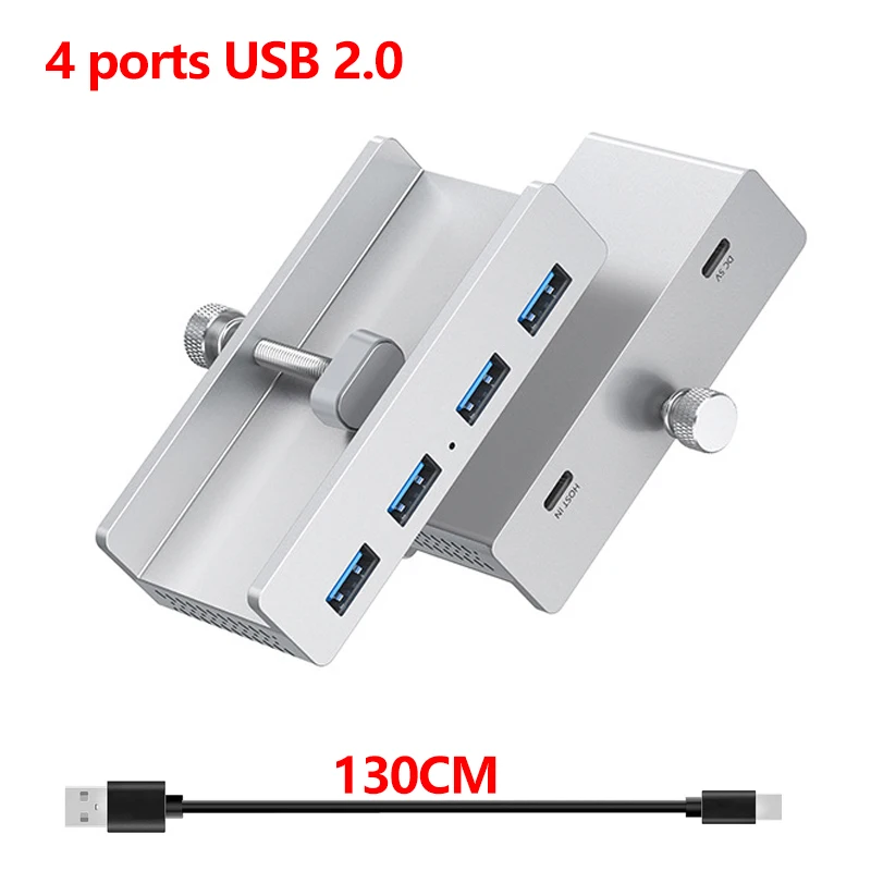 10Gbps Clip USB HUB Clamp USB3.2/3.0/2.0 Splitter Universal External Adapter For iMac Macbook Lenovo Desktop PC Accessories: WHITE