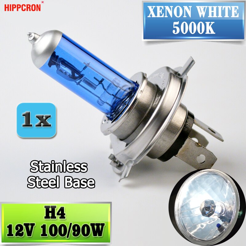 Hippcron H4 Halogeenlamp 12 V 100/90 W 5000 K Donkerblauw Glas Auto Koplamp Lamp Super White