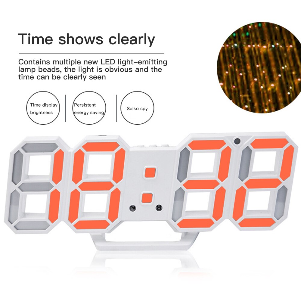3D LED Digital Clock Alarm Watch USB Charge Electronic Digital Clocks Wall Horloge Home Decoration Office Table Desk Clock
