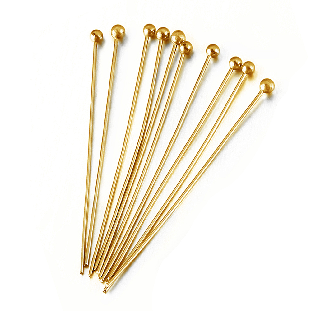 50 stuks roestvrijstalen kogelpinnen voor het maken van sieraden: 20mm / YELLOW