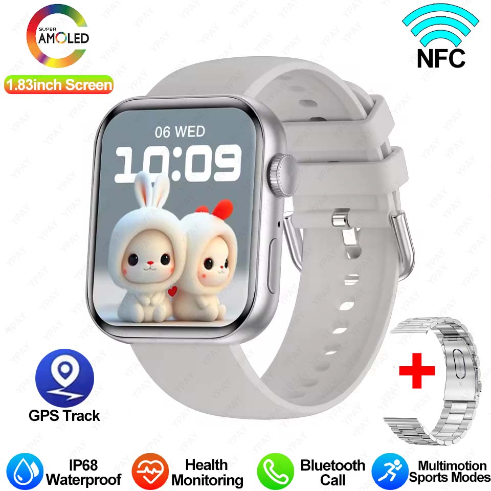 Para huawei xiaomi amoled relógio inteligente masculino ajuste 3 bluetooth chamada gps esporte rastreador ip68 à prova dip68 água feminino smartwatch 2024 novo: Azul