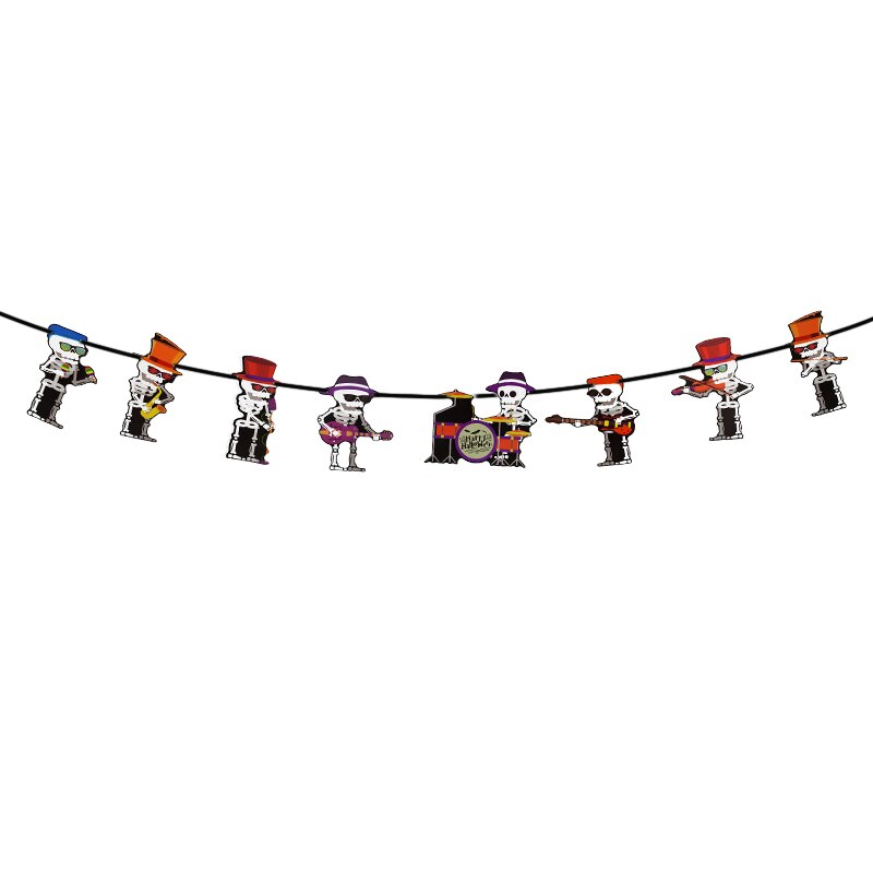 Vleermuis heks spook schedel pompoen banner happy halloween vlag slinger wanddecoratie papieren slinger bar thuis halloween feestbenodigdheden: S10