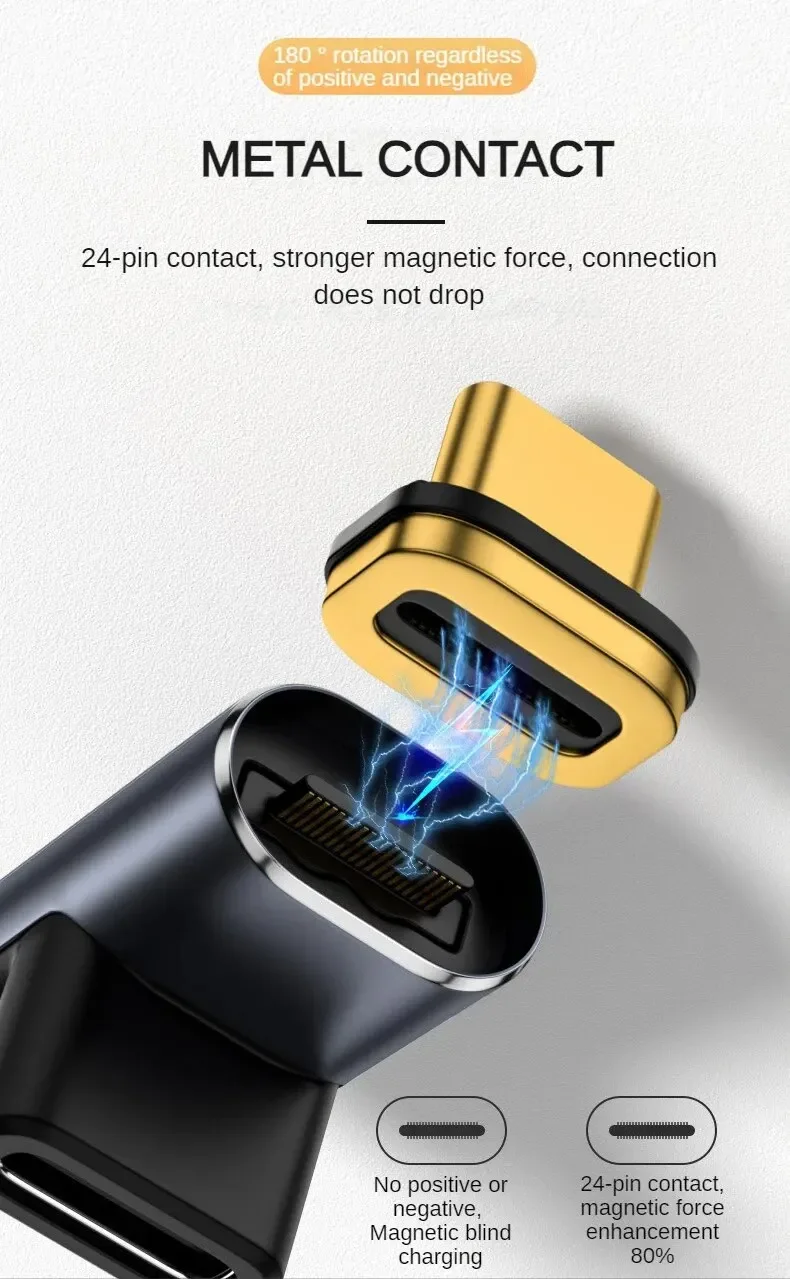 Adaptateur magnétique USB4.0 Thunderbolt 3, USB C vers Type C 40Gbps 140W 100W, câble convertisseur magnétique de charge rapide, adaptateur USB 8K