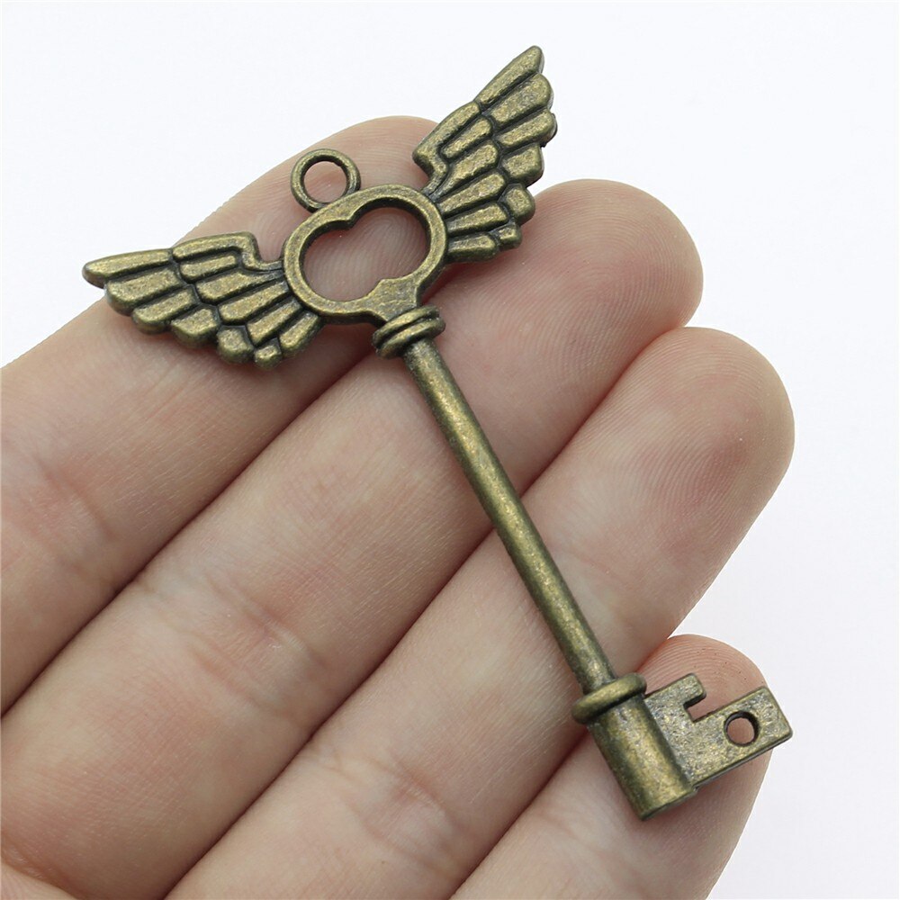 2 Stuks Grote Sleutel Hanger Charms Antiek Brons Kleur Key Charms Sieraden Diy Vintage Key Bedels Voor Armband Maken: A10528-60x41mm