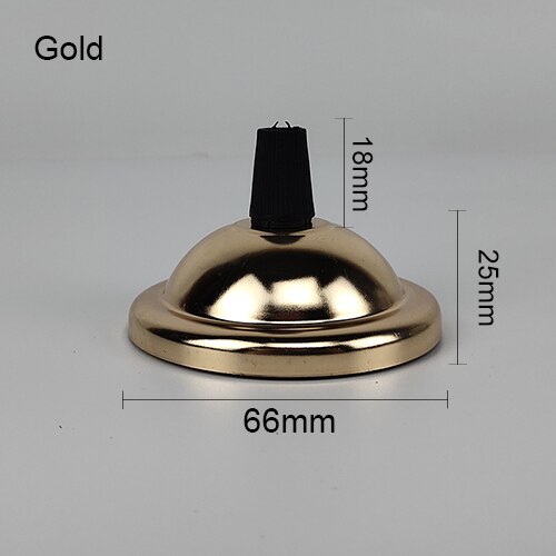 Loftsplade lampe base diy rundt jern + låselinje sort / hvid / guld / sølv /66mm vedhæng lampe base: Guld