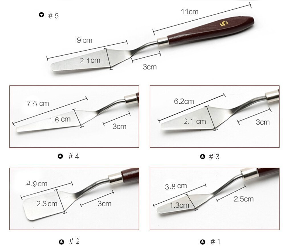 5 stuks Rvs Spatel Paletmes Schilderen Mixing Schraper Set, 3D Print Removal Tool