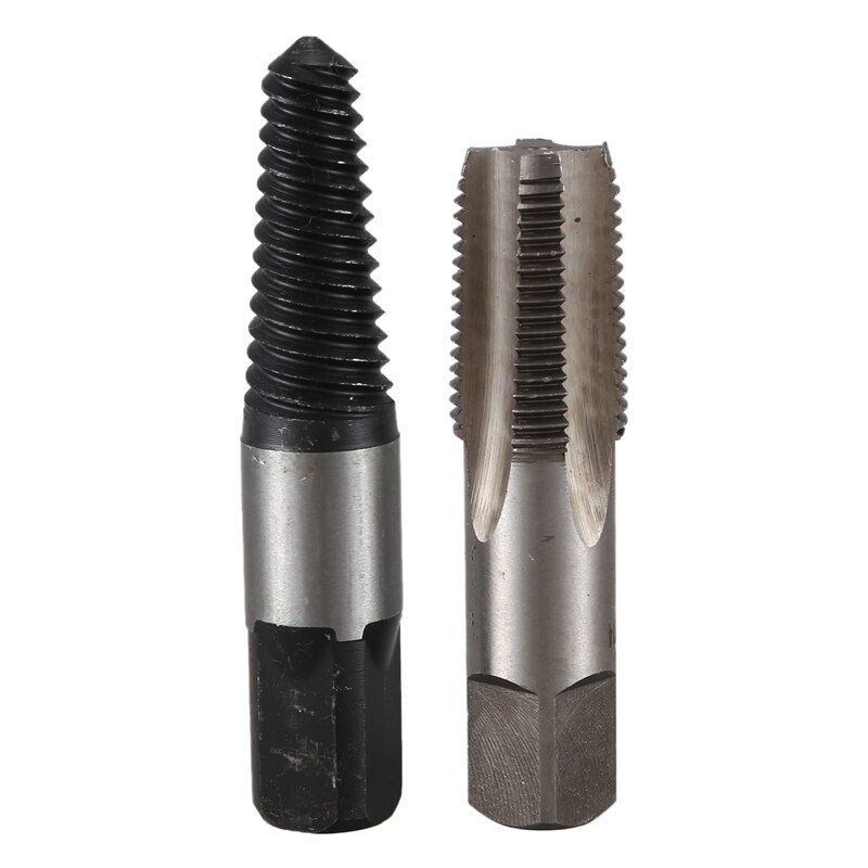 2Pcs Schraube Extractor Wasser Rohr Gebrochen Rohr Extractor Wasser Rohr Gewinde Reparatur Set: Black
