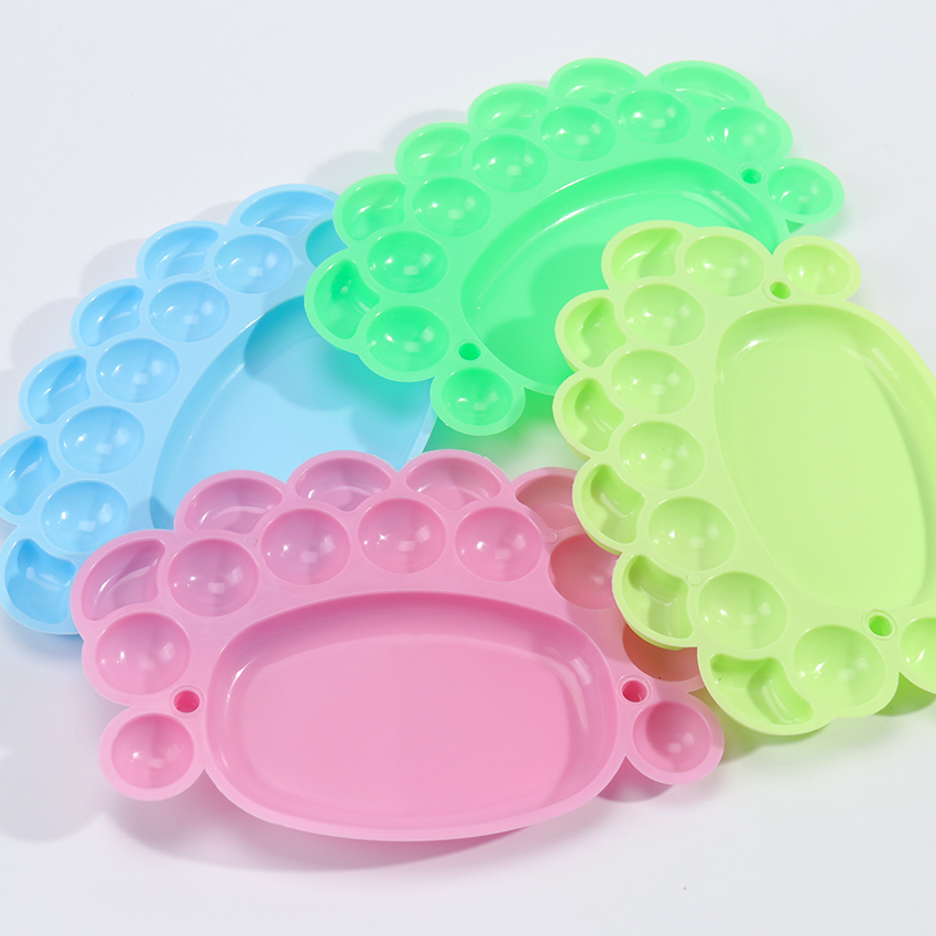 15 brunnar fotavtryck form plast palett konst färg plast ritbricka färg palett för olje akvarell målning pall
