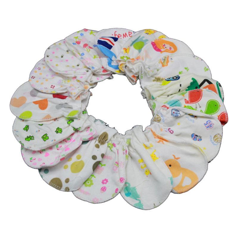 KLV 10 paia/lotto Del Bambino Anti Scratch Mittens Guanti di Cotone Morbido Infantile Paramani Guanti Accessori Per La Cura Del Bambino