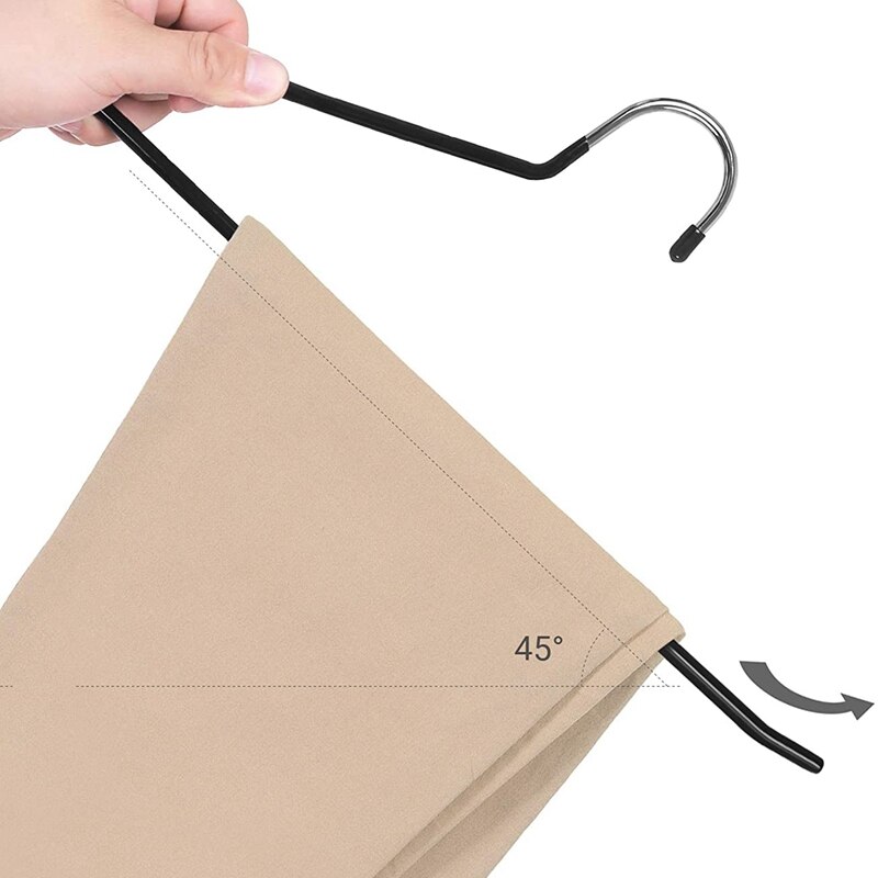 Metal Coat Hangers, 20 Pieces, Trouser Hangers, Made of ø 5 mm Wire, Coated with Pvc Plastic, Non-Slip, 35cm, Black