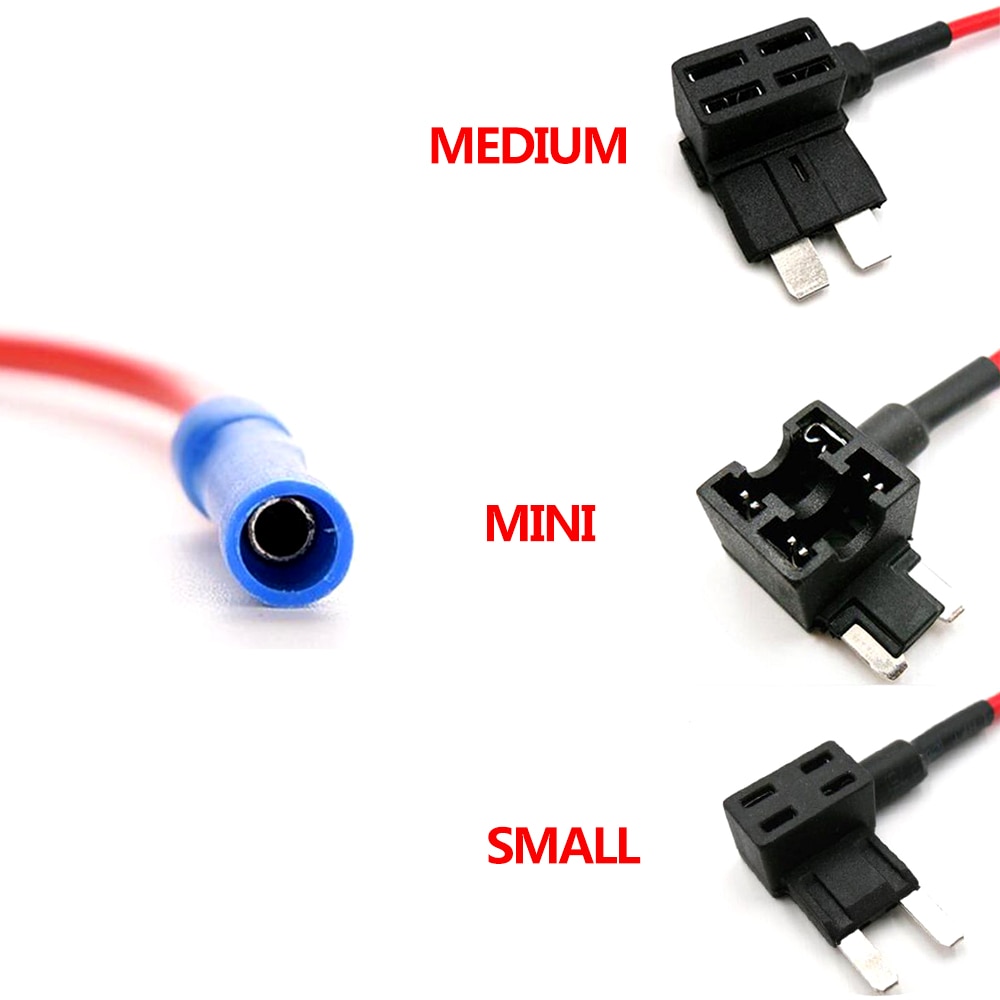 12V MINI SMALL MEDIUM Size Car Fuse Holder Add-a-circuit TAP Adapter with 10A Micro Mini Standard ATM Blade Fuse