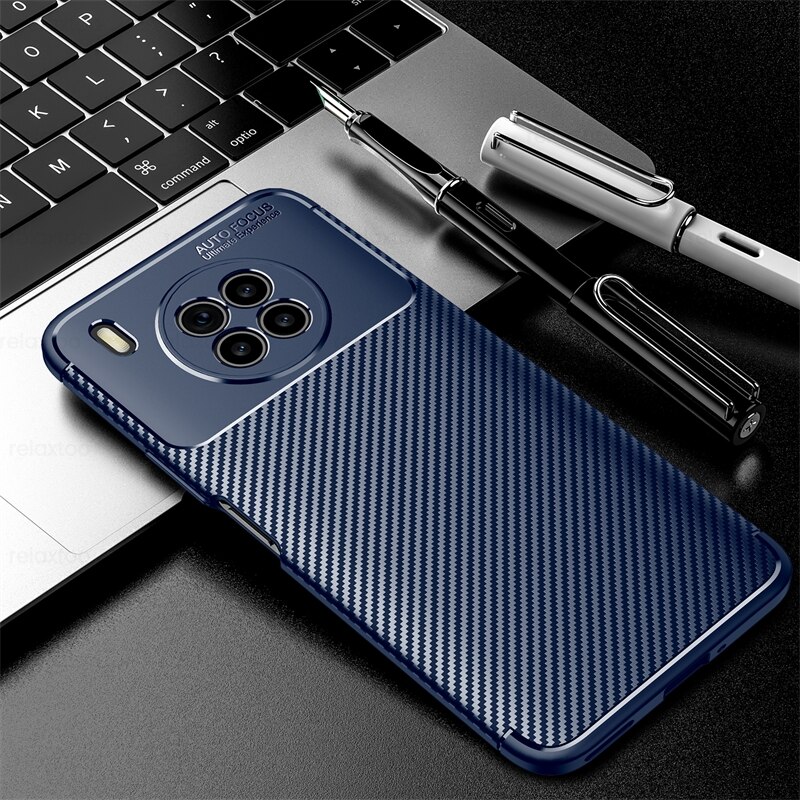 Voor Honor 50 Lite Case Matte Carbon Fiber Back Covers Honor 50 Honer Honar Xonor 50 Lite 50 Lite Licht soft Silicone Bescherm Coque: for Honor 50 Lite / Blue