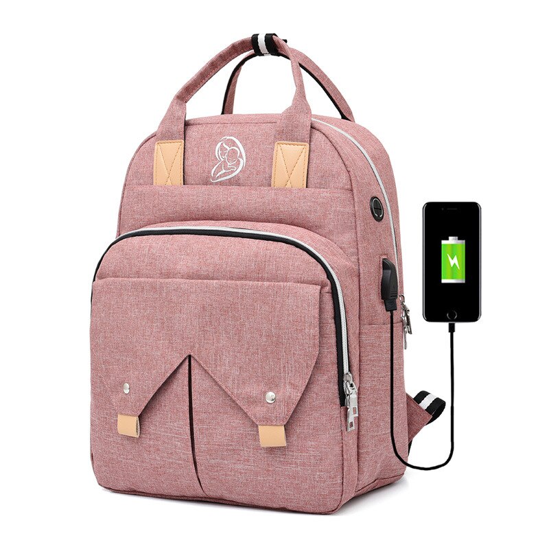 Groß Hand Tragbare Mama und Baby Rucksack Multi-funktionale Berufs Baoma Paket Casual Kontrast Farbe Mummy Rucksack: Pink Color