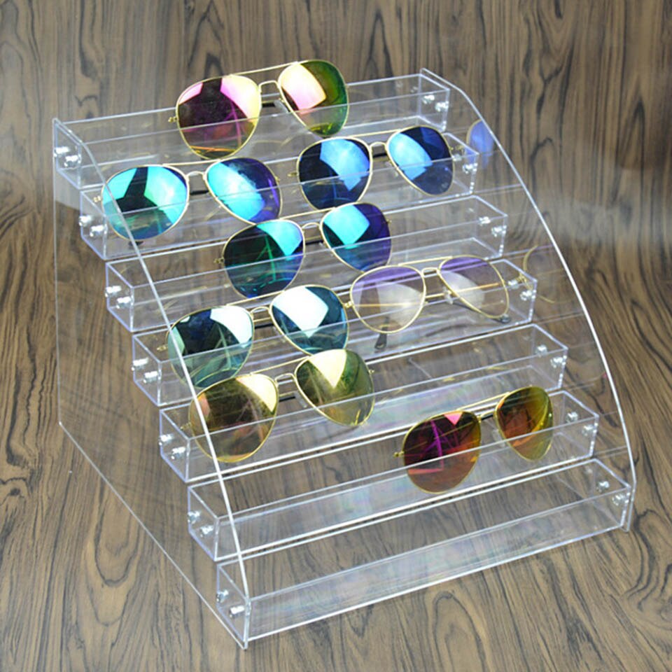 Msjo briller arrangør opbevaring akryl stativ til kosmetiske smykker arrangør briller desktop display holder arrangør opbevaringsboks: 7 lag arrangør
