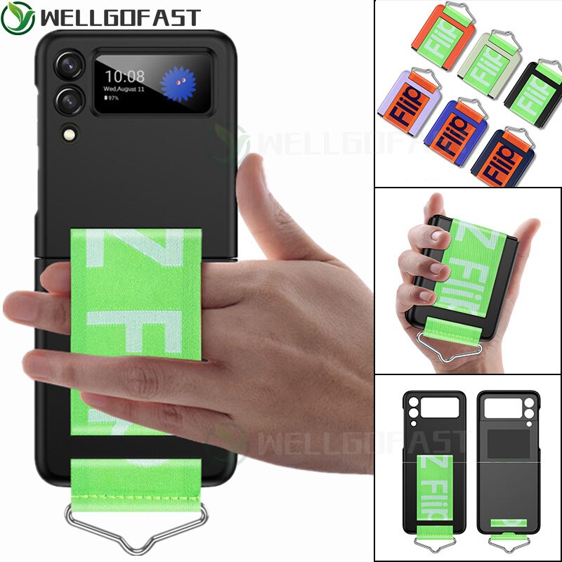 Case for Samsung Galaxy Z Flip 3 5G Zflip3 Hand Strap Phone Case Silicone Shockproof Protective Cover with Ring for Z Flip3 Z3
