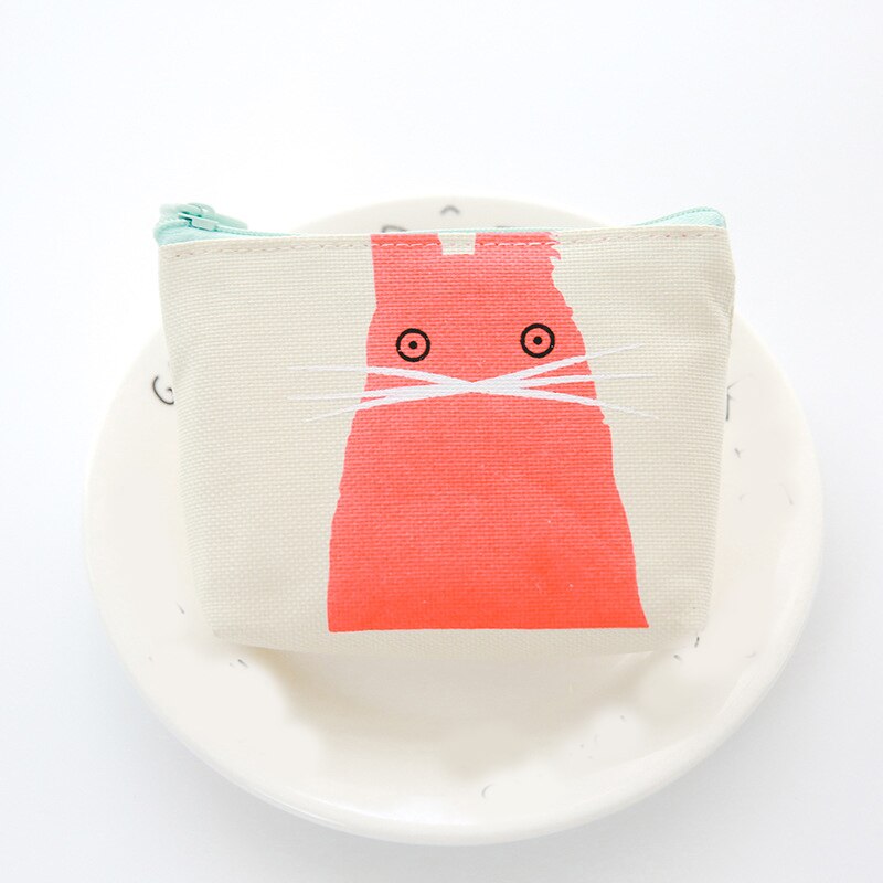 1 stuk unisex canvas portemonnee kaart dieren cartoon print sleutel mini portemonnee etui canvas tas kleine rits munt portemonnee kaarthouder portemonnee: 03
