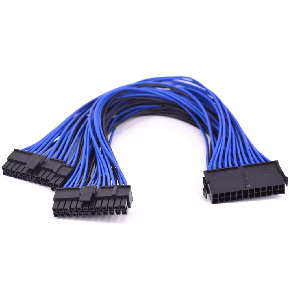 24Pin ATX 1 to 2 Power Supply Extension Cable 24P PSU Power Port Multiplier 24 Pin Male to Female Port Y Splitter Cable