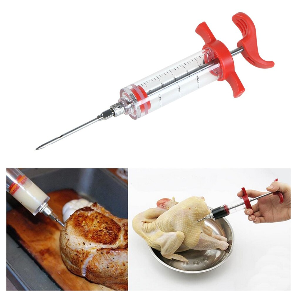 Vlees Injector Plastic Marinade Gebeitst Turkije Saus Injector Handmatige Spuit Keuken Kruiden Injector Voor Grill Keuken Tool