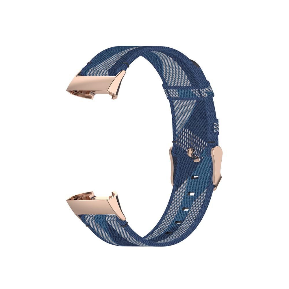Sport Nylon Strap for Fitbit Charge 4 Band Soft Canvas Woven Watch Accessories Replacement Bracelet for Fitbit Charge 3 Bands: Blue Striped