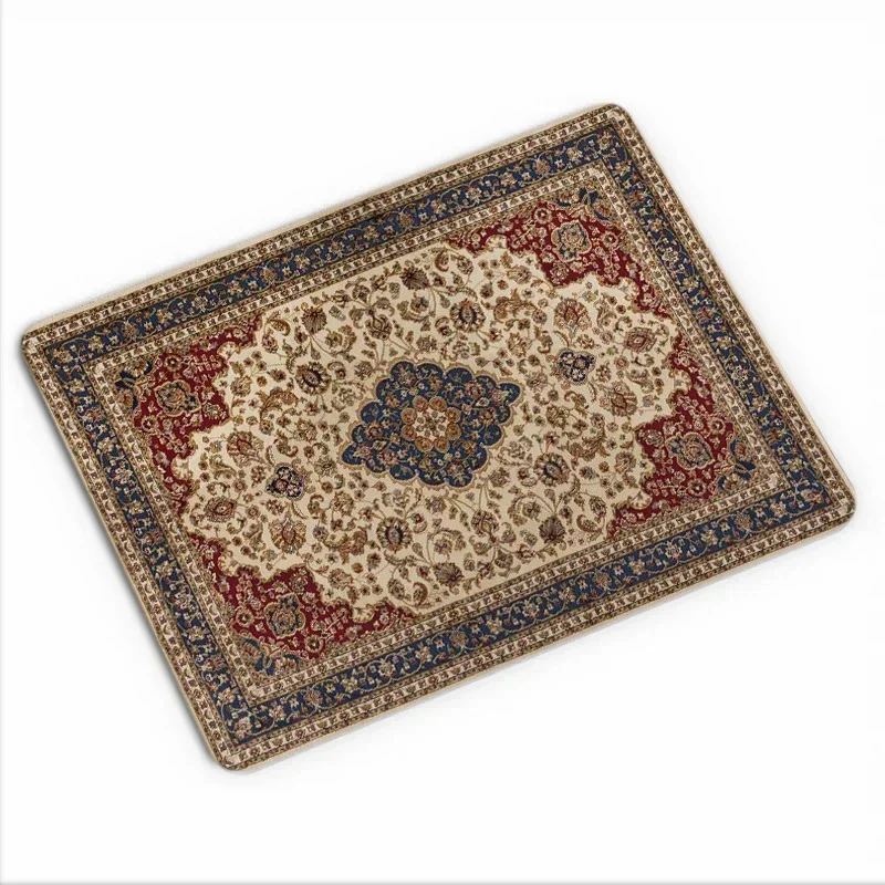 Persian Carpet Computer Laptop Mouse Pads Mysterious Decorative Desk Mats Washable Non-Slip Rubber Base with Precision Lock Edge: XXS / Coffee