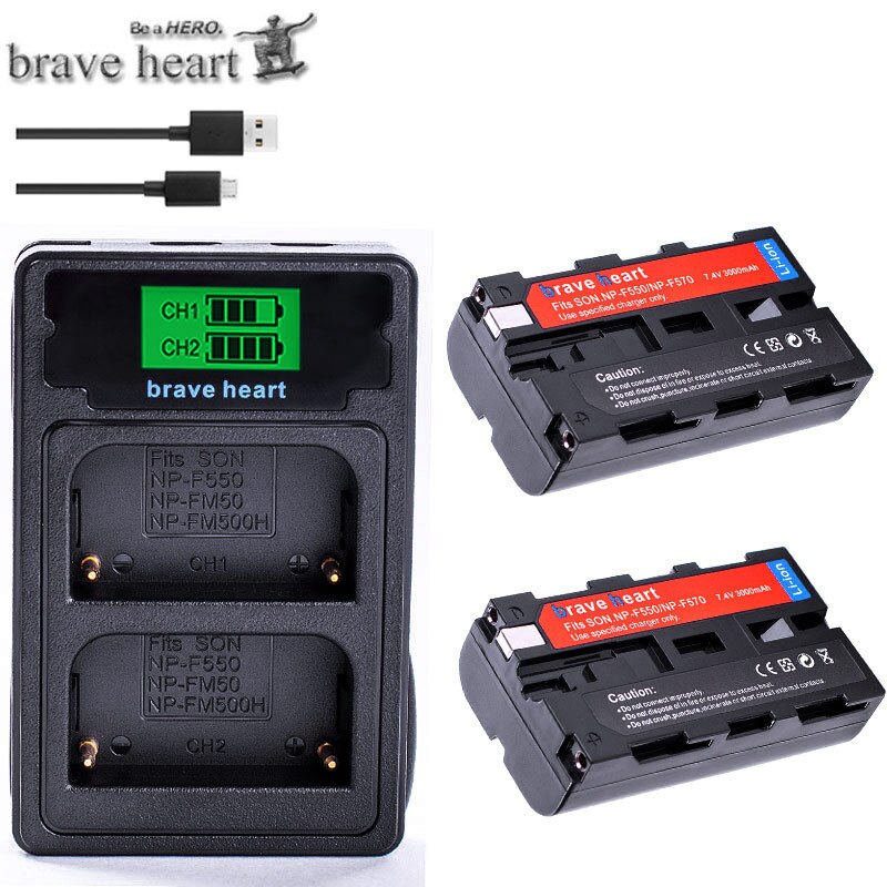 NP-F550 Batteries + NP-F530 NP F550 F570 Charger for Sony NP-F570 CCD-SC55 CCD-TRV81 DCR-TRV210 MVC-FD81 NP-F730 NP-F750 Hi-8: chagrer and 2battery