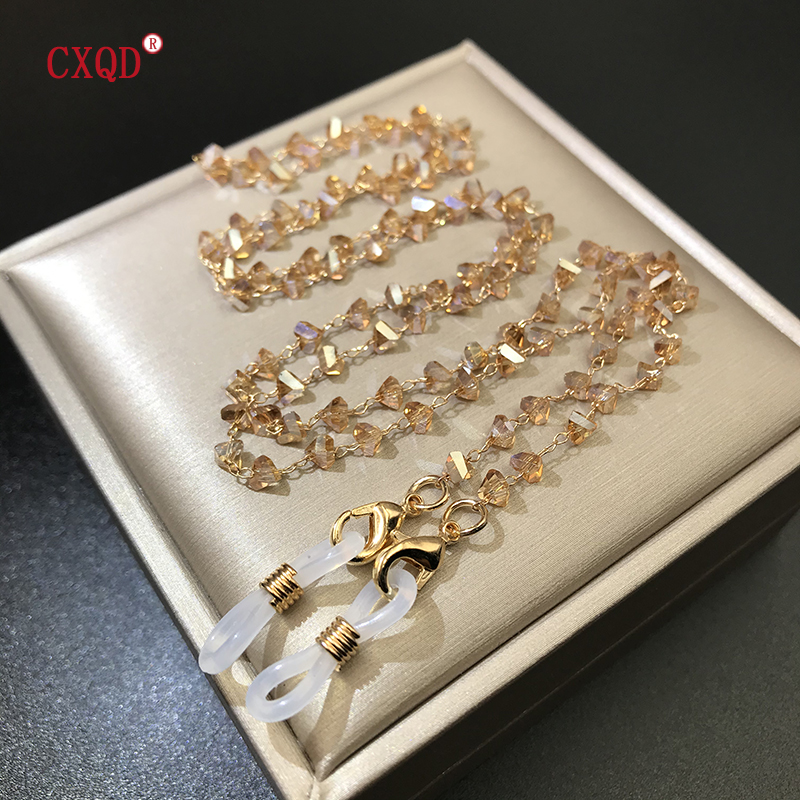 Cadenas para máscara de gafas de sol para mujer, cordón para gafas con cuentas de cristal triangular de 4mm, joyería de , accesorios para colgar en el cuello