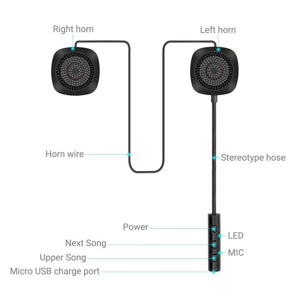 Herobiker motorcykelhjälm headset trådlös bluetooth hörlurar högtalare handsfree musik automatiskt samtal svar handsfree mh -04