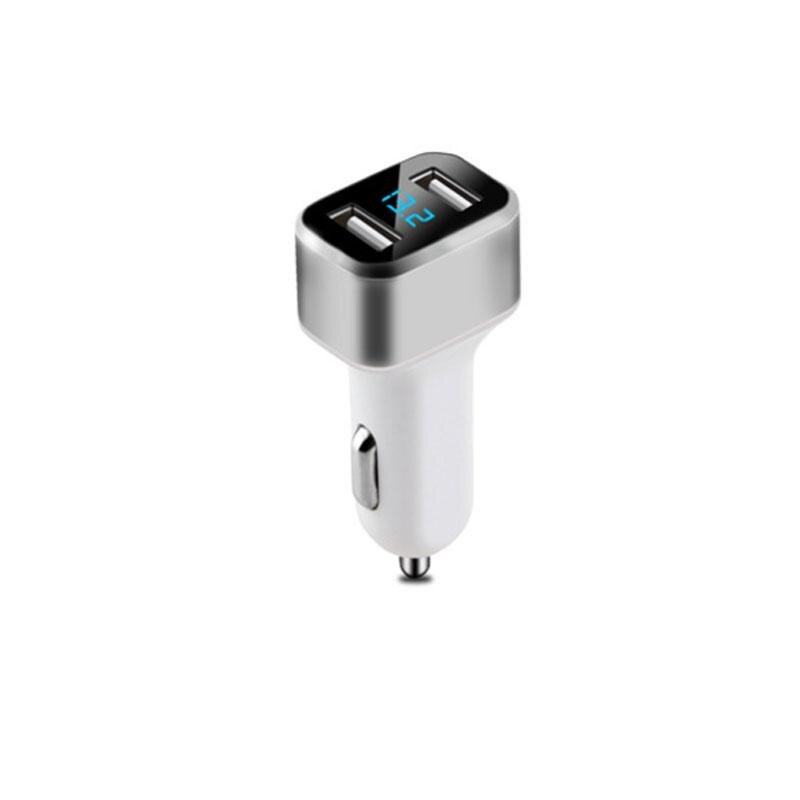 Dual Usb Car Charger Snelle Mobiele Telefoon Oplader 12/24V Plug Power Glow Adapter Mobiele Telefoon Autolader: silver