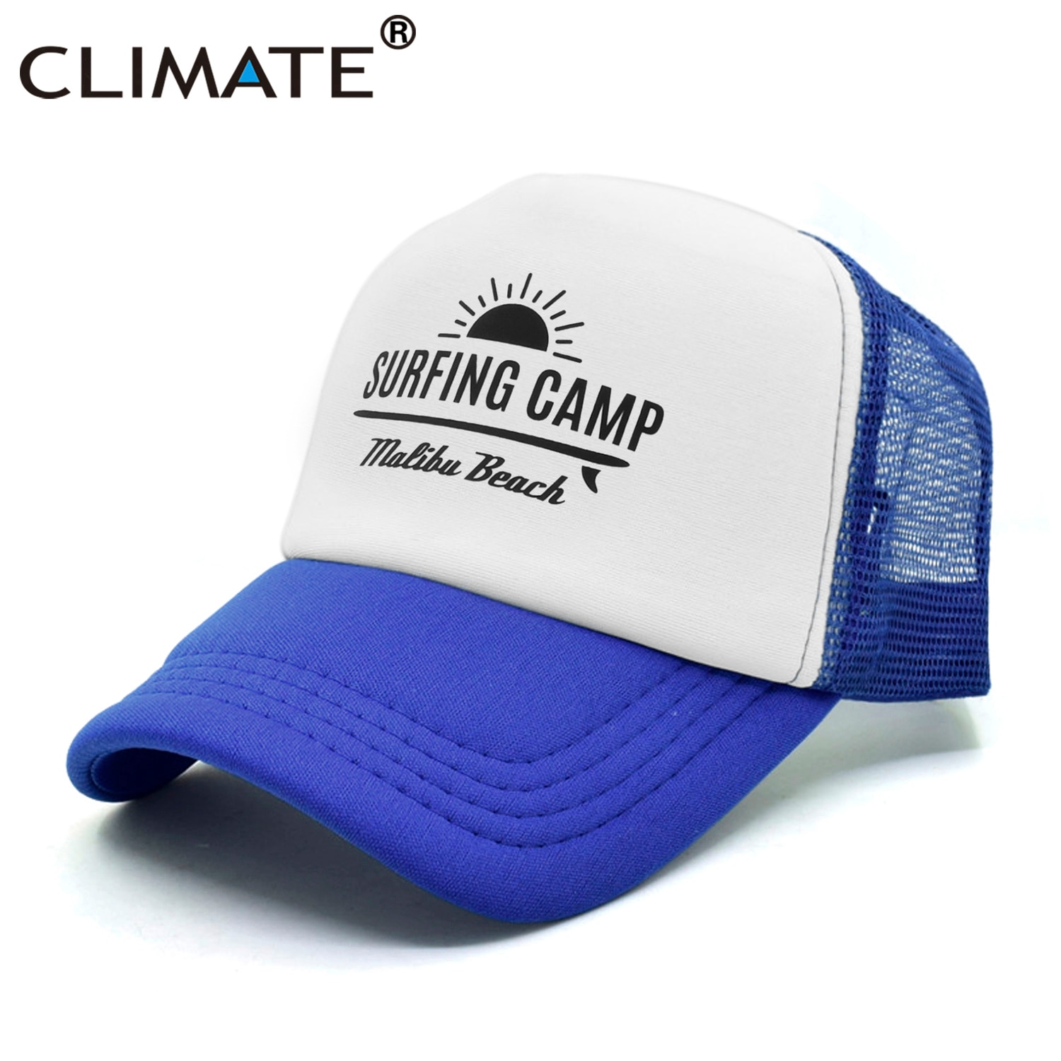 CLIMATE Surfing Camp Cap Malibu Beach Trucker Cap Hat Surfing Fan Surfer Hip Hop Cap Surfboard Surf Riding Mesh Cap Hat Youth