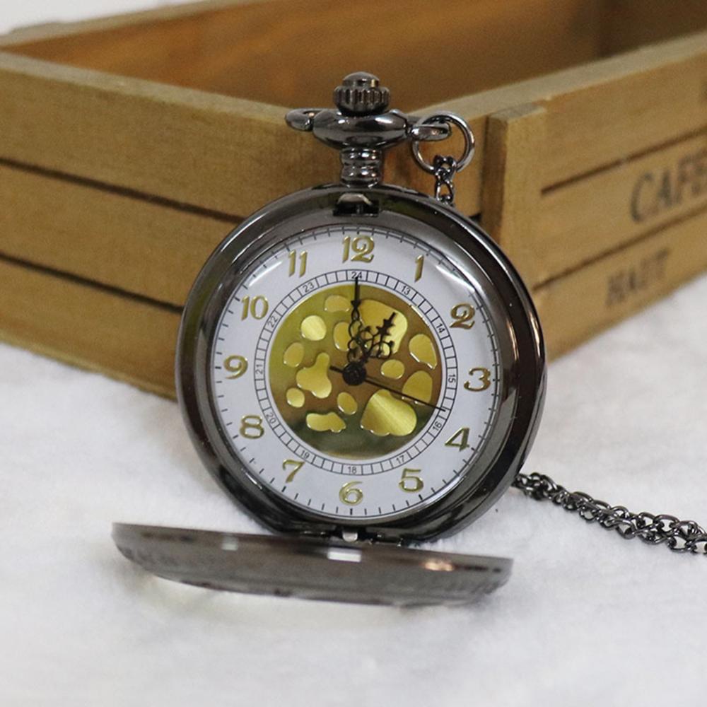 Unisex Hollow Flower Ronde Dial Arabische Romeinse Cijfers Ketting Quartz Zakhorloge